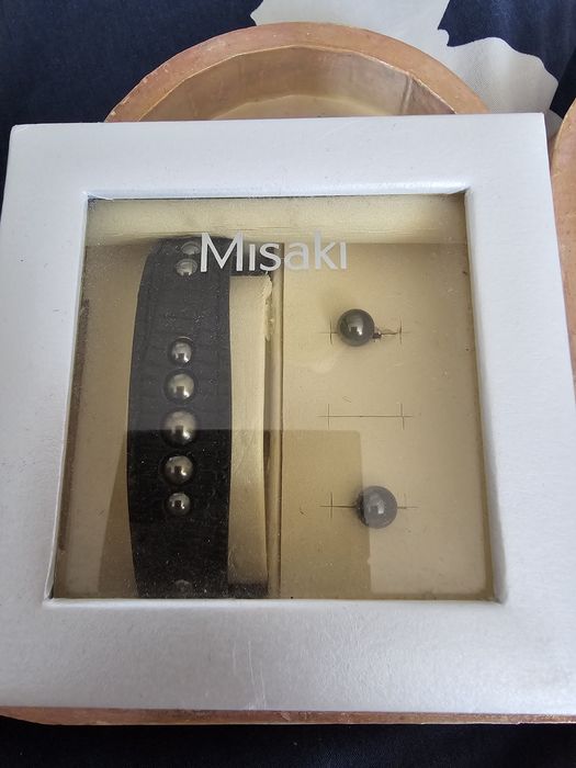 Перли Misaki - кожена гривна и обеци