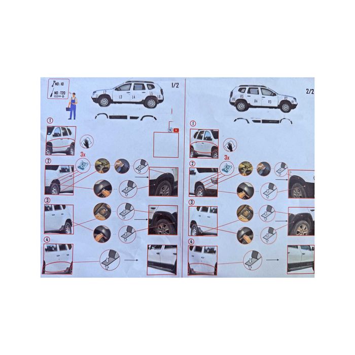 Set 12 protectii bandouri aripa si usa pt Dacia Duster I 2010-2017