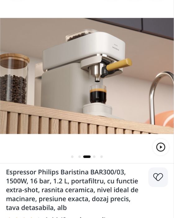 Vand espresso philips baristra 1500 v si 16 bari nou