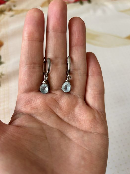 Серьги с голубым топазом