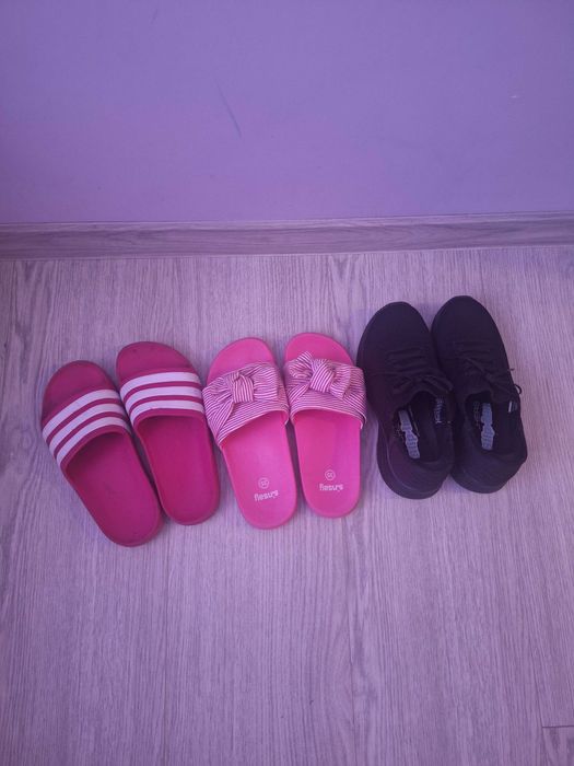 Детски чехли 2 броя 35 и маратонки 36 и подарък