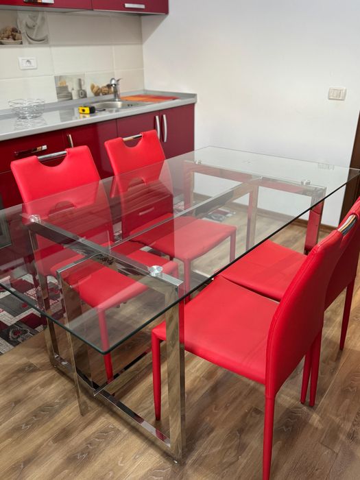 Masa sticla cu scaune