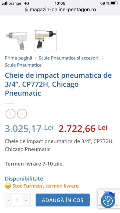 Pistol Pneumatic Chicago CP772H (T024598) 1356 N/M