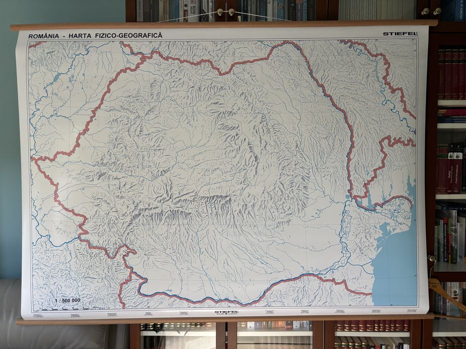 Harta Romaniei fizico-geografica, STIEFEL, 160x120