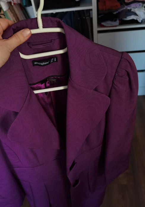 Primark, palton primavara/toamna cu umeri bufanti, nou, marimea S, mov