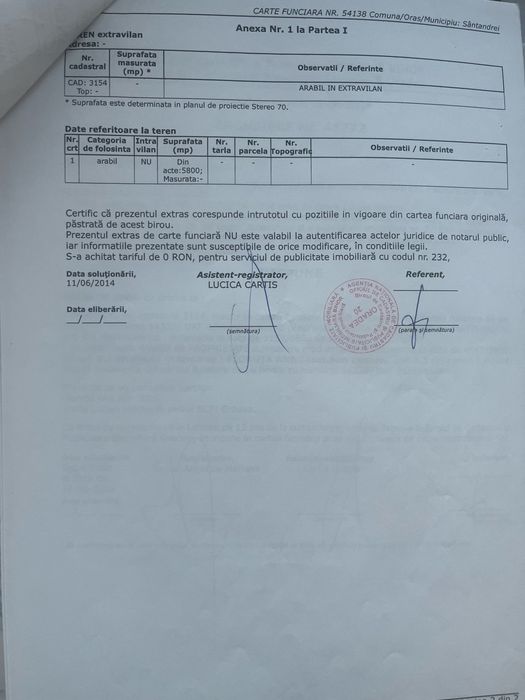 Teren extravilan 5800 m2 Sintandrei