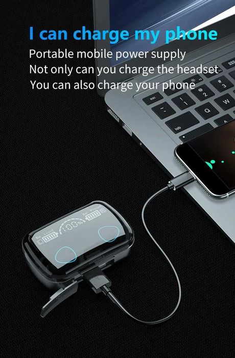 Безжични слушалки M10, TWS, Bluetooth 5.1, 2000mAh батерия