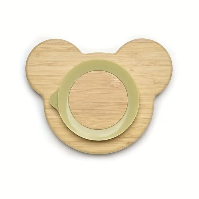 Детски бамбуков комплект за хранене с вакуумно дъно 4 части