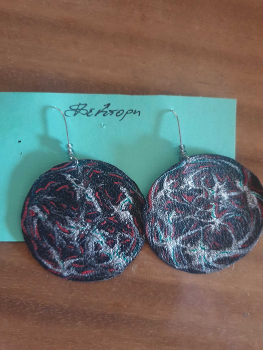 Ръчна изработка кожени обеци