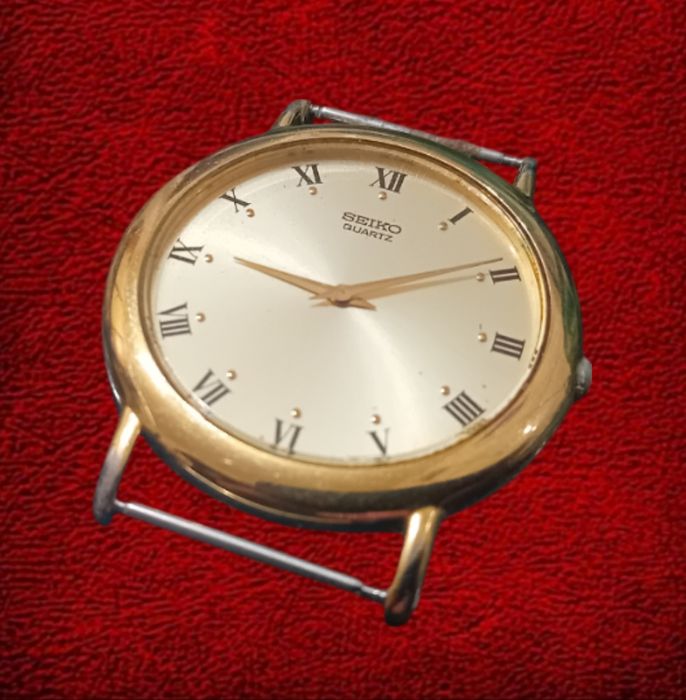 Ceas Seiko , placat cu aur , plat , defect , fara curea , poza