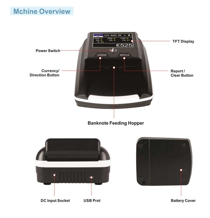 Автоматичен детектор за банкноти AL-136T  - с акумулаторна батерия