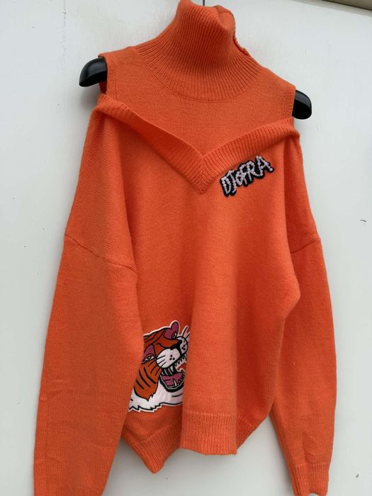 Djofra пуловер с голи рамене Уни размер