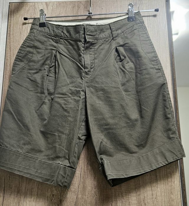 Дамски памучни бермуди MANGO | Размер EUR 34 (XS) | Цвят каки