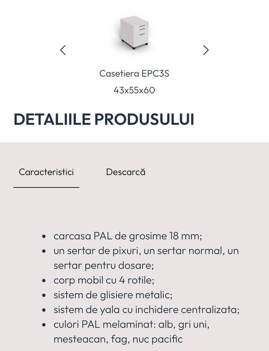 Mese de birou si casetiere de vanzare