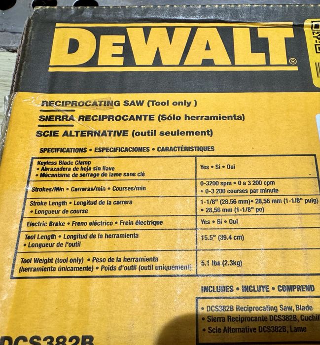 Сабельная пила DeWALT DCS382, 18-20В, ОРИГИНАЛ