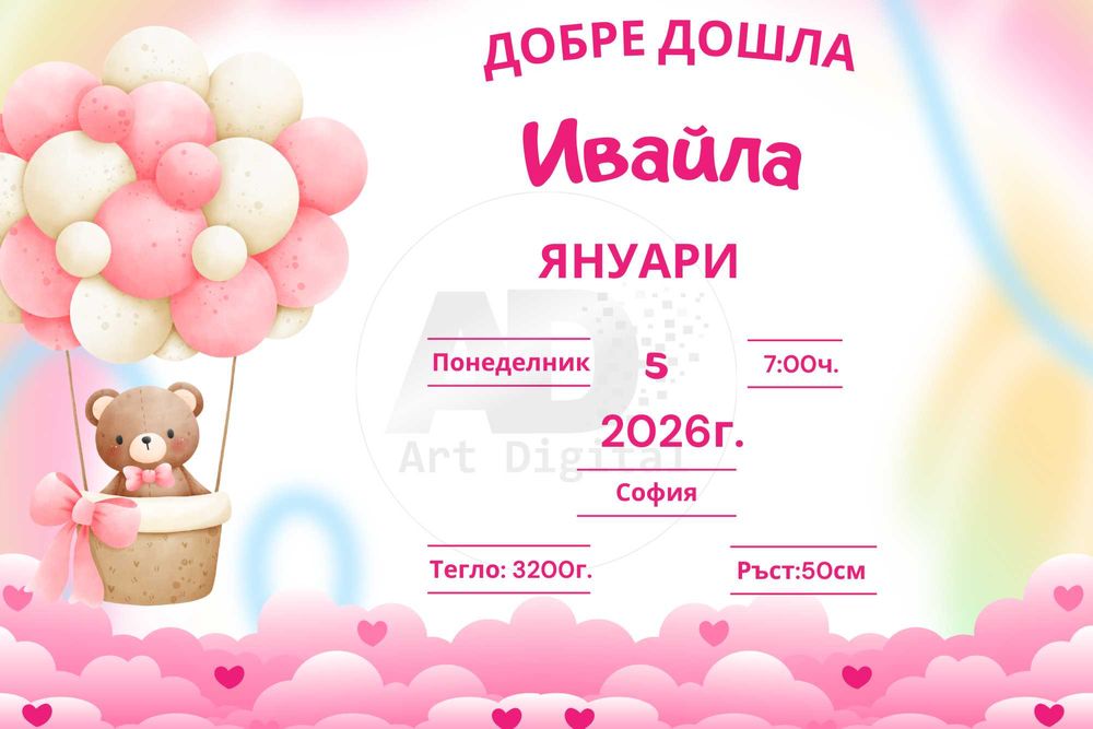 Персонализирани покани и картички, бебешки визитки и много други