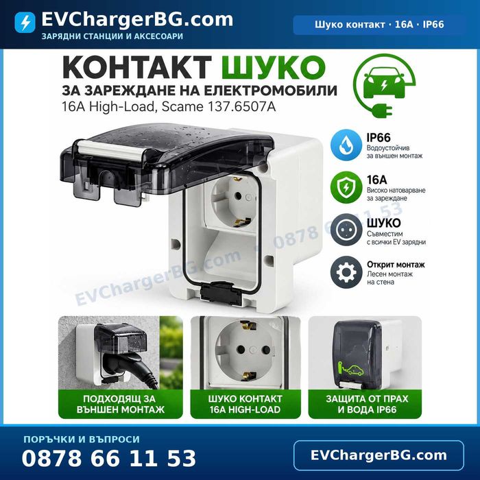 УЛТРА ПРОМО! Зарядни станции за електромобили Type 2, 3.5/7/11/22kW, WiFi, APP, до 32A, 1/3 фази, 2 г. гаранция, от 99 евро