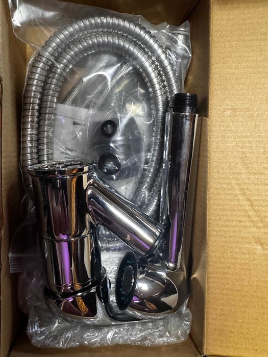 Baterie bucatarie cu dus extractabil, Kroner, Sylva, crom lucios