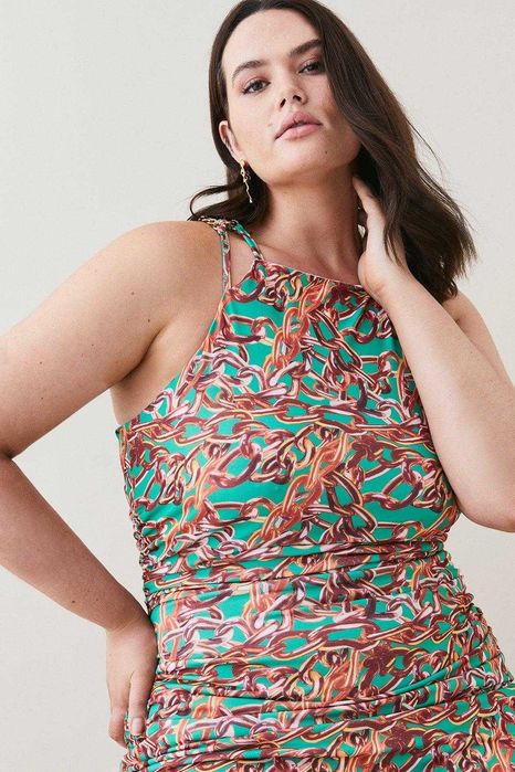 Карен Милън Karen Millen Жарсена мини рокля,верига рамер UK 16 EU44-46