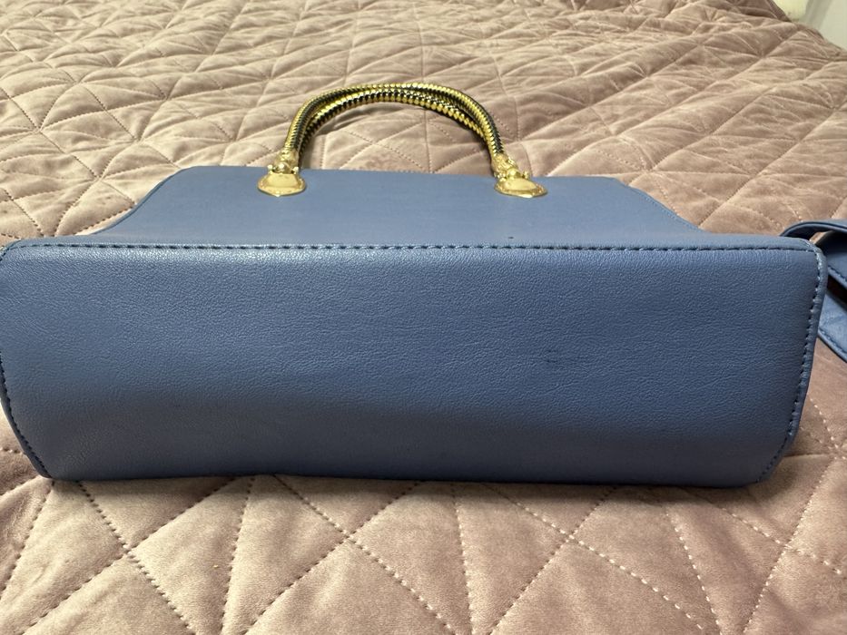 Geanta piele naturala albastra