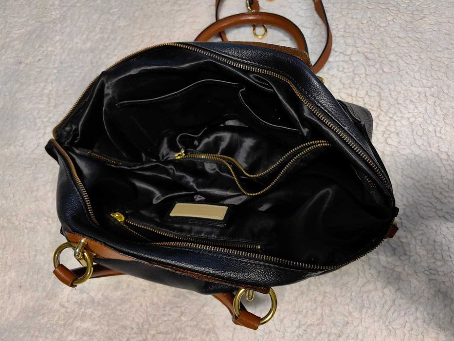 Geanta supradimensionata dama mana piele naturala neagra maro Musette
