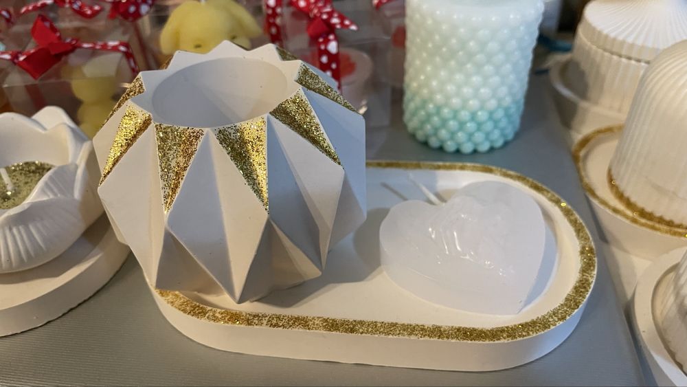 Set din ceramica cu lumanare