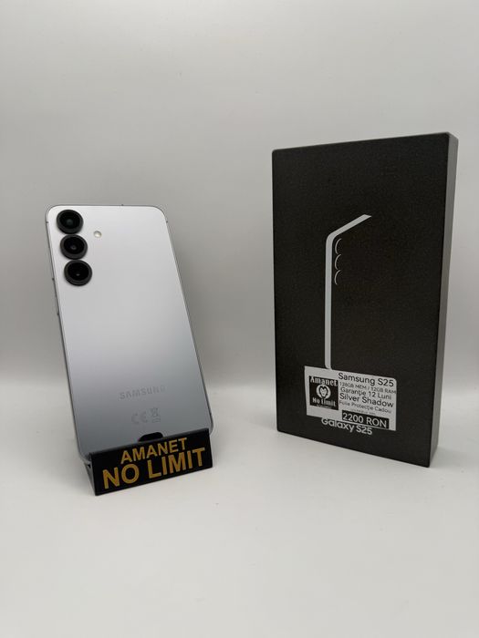 Samsung S25 Silver 128GB Full Box Garantie 12 Luni Baterie 100% , AMANET NO LIMIT.