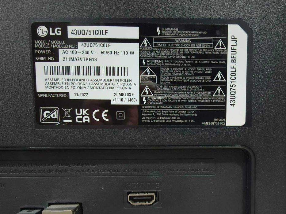 Телевизор LG 43UQ751COLF