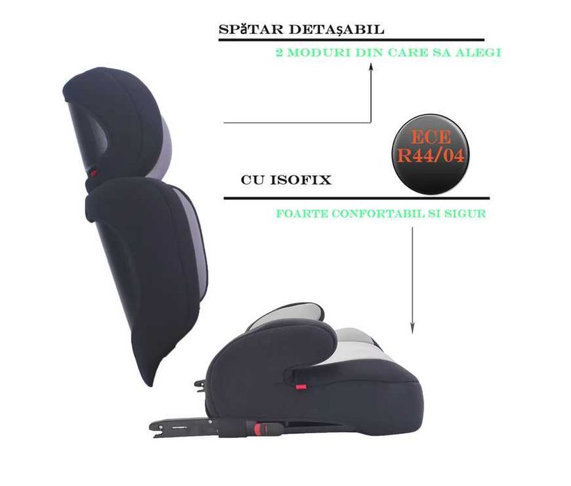 Scaun auto masina pentru copil 15-36kg sistem ISOFIX Sayoyo culoare negru/gri - Black/Grey