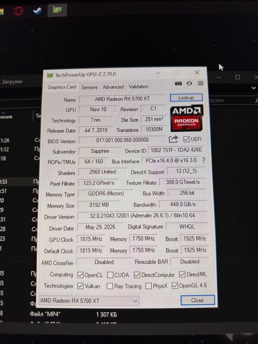 видеокарта amd rx5700xt sapphire nitro +