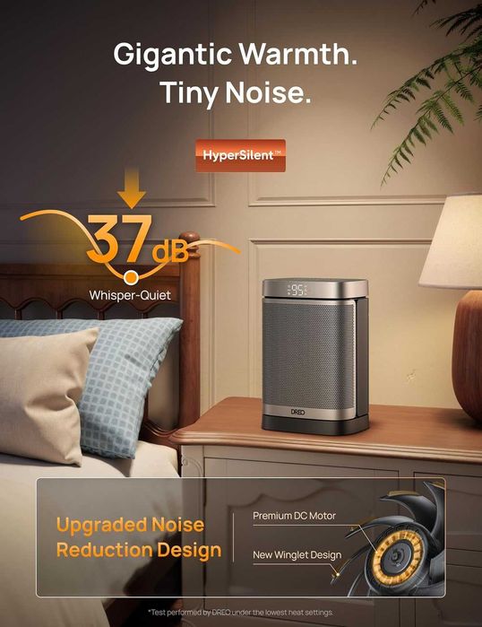 DREO вентилаторна печка, 1500W, PTC керамичен нагревател, дистанционно