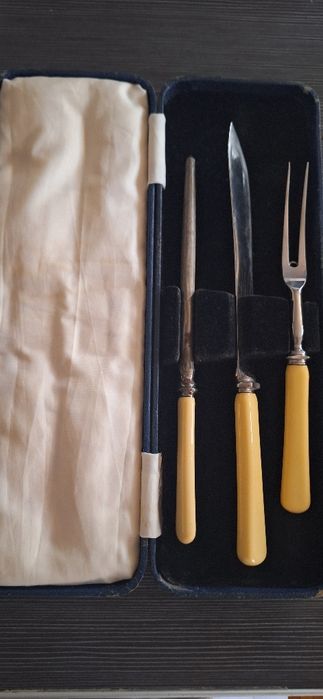 Инокс -кана, ваза, салфетник - сет, винтидж сет месо, руски лъжички