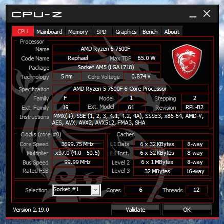 Ryzen 5 7500F, AM5 Tray