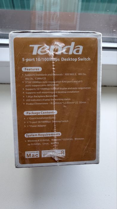 Продам коммутатор Tenda 5 портовый новый