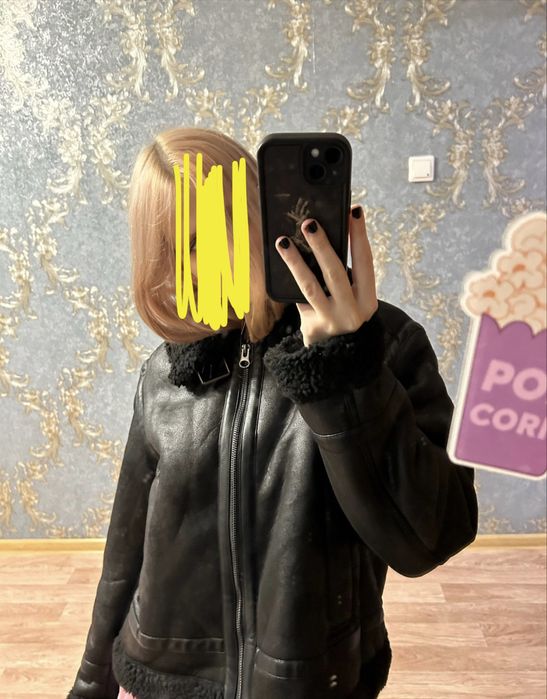 дубленка черная h&m