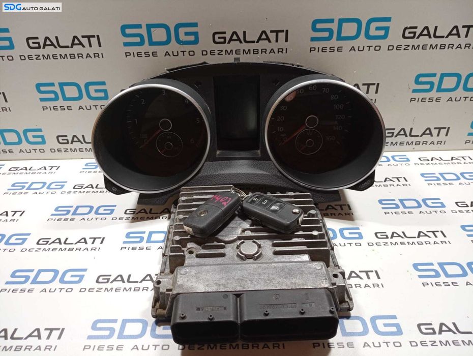 Kit Pornire ECU Calculator Motor Cip Cheie Ceas Ceasuri Bord cu Imobilizator Volkswagen Golf 6 1.6 TDY CAYC 2008 - 2010 Cod 03L906023A 5K0920971A [M4033] [M4034]