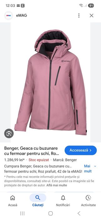 Geacă schi damă femei Benger măr. 42, L, impermeabila 10 K