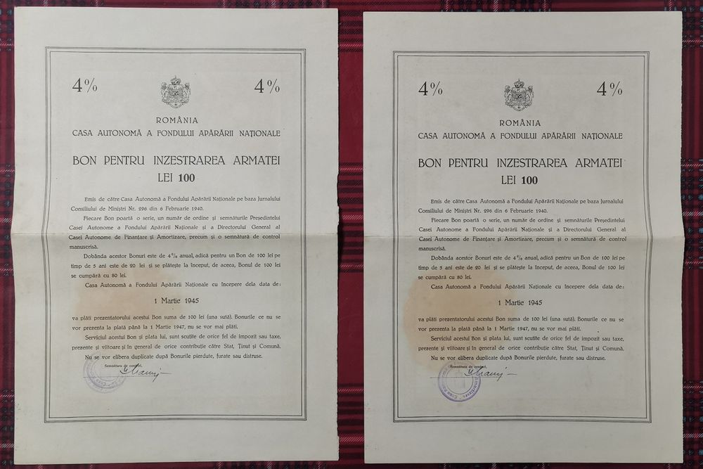 Bon pentru înzestrarea armatei din 1942