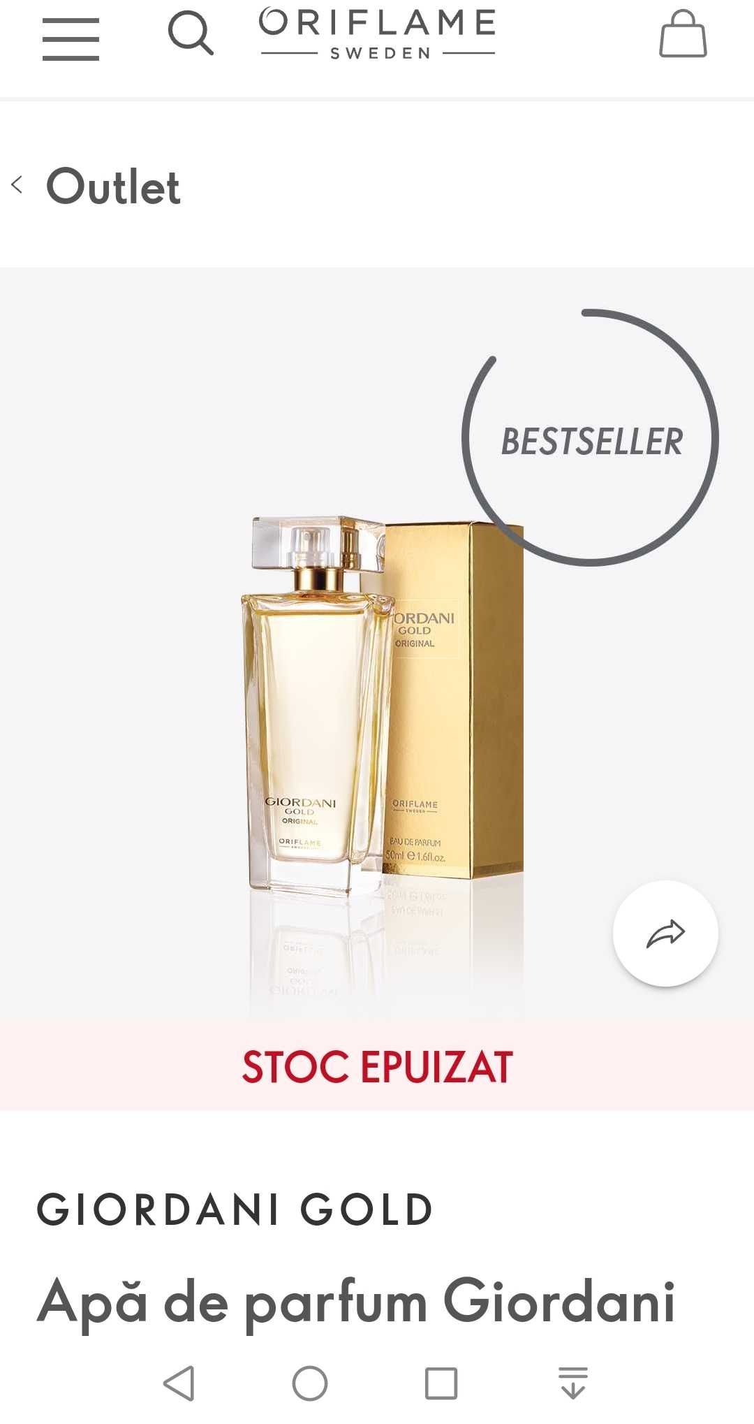 APA de PARFUM GIORDANI GOLD de la Oriflame clasica NU se mai