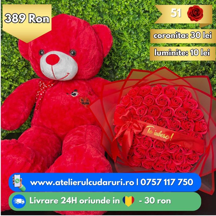 Buchete Trandafiri Sapun - Simple / cu Stitch / cu Sclipici