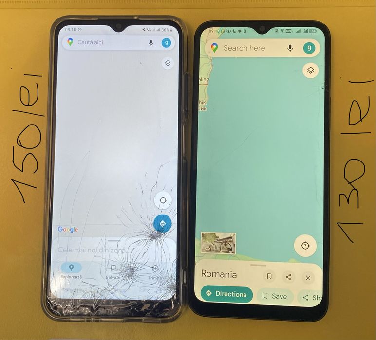 Telefoane cu sticla fisurata display bun
