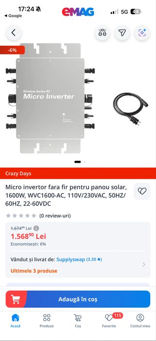 Micro invertor 1600w pentru 4 panouri independente 4 mppt