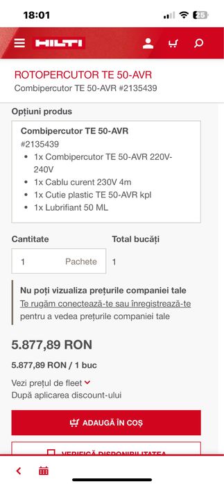 Rotopercutor Hilti TE 50-AVR-Nou