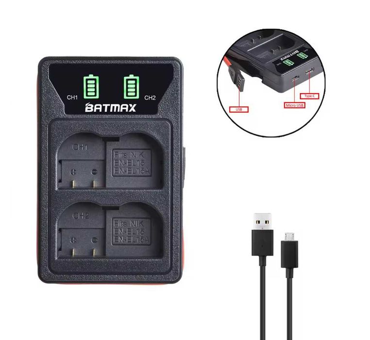 Зарядно за EN-EL15 / EN-EL15C батерия , съвместима с  Nikon Z5ii и др.