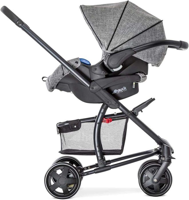3 в 1 Бебешка Количка - Hauck Malibu 4 Trio Set H-14608 Столче за Кола и Кош за Новородено, Сива!