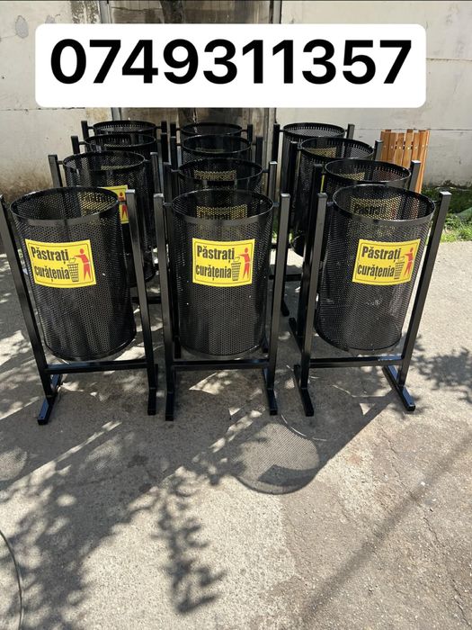 Cos de gunoi exterior stradal din lemn sau metal