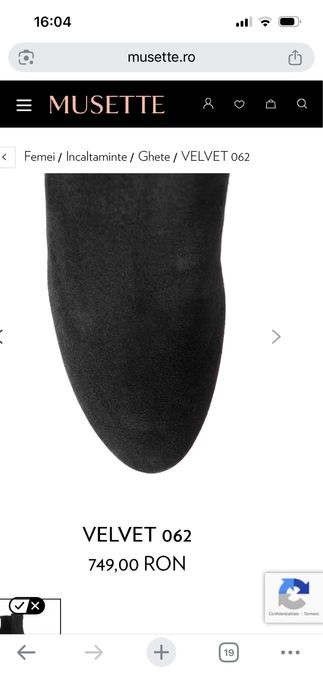 Botine Velvet Musette marime 37 negru