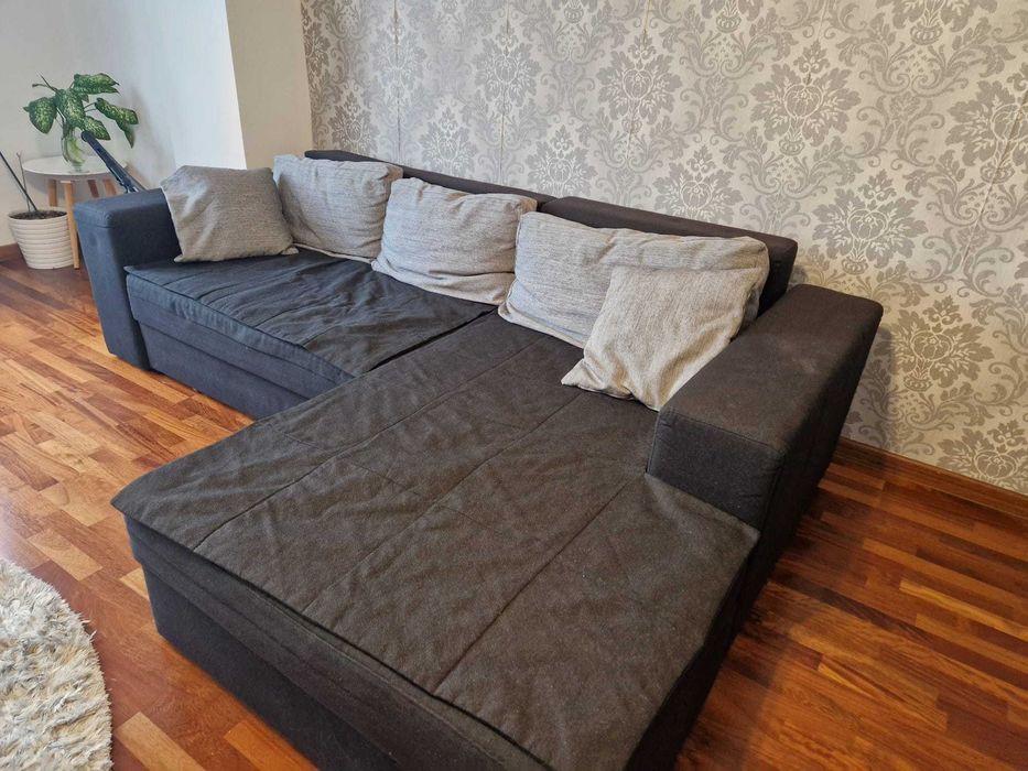Canapea coltar, extensibila si cu spatii de depozitare, huse incluse