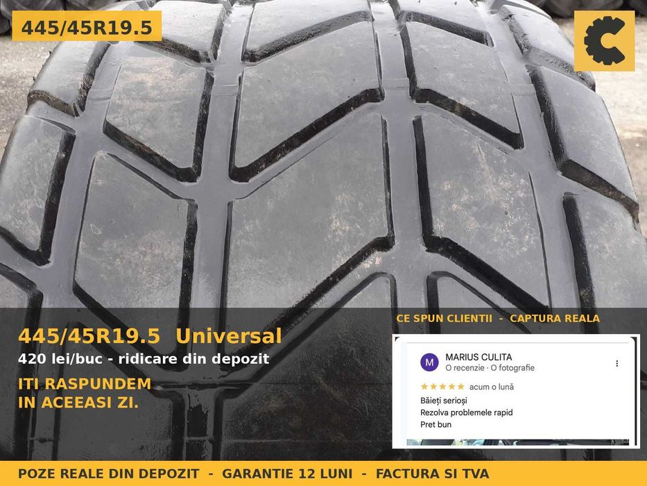 Cauciucuri 445/45R19.5 445/45 R19.5 44545R195 Universal ANVELOPE Semiremorca Platforma Joasa Trailer Transport Utilaje SH GARANTIE Factura TVA