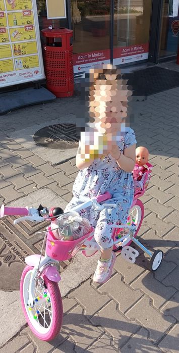 Bicicleta copii fete 14” Unicorn cu roti ajutatoare